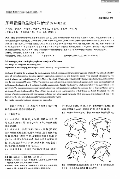 颅咽管瘤的显微外科治疗(附94例分析)