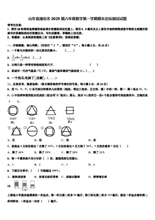 山东省潍坊市2025届六年级数学第一学期期末达标测试试题含解析