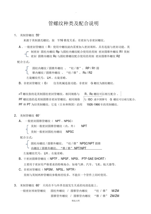 管螺纹配合情况