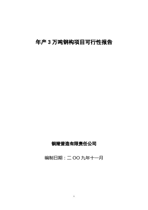 年产3万吨钢构项目建设可行性研究报告