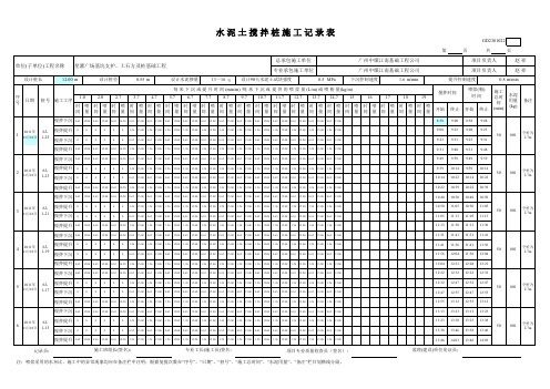 水泥土搅拌桩施工记录表范例