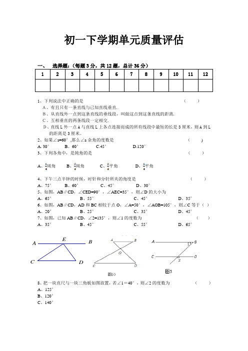 初一下学期单元质量评估