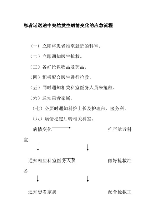 患者运送途中突然发生病情变化的应急流程