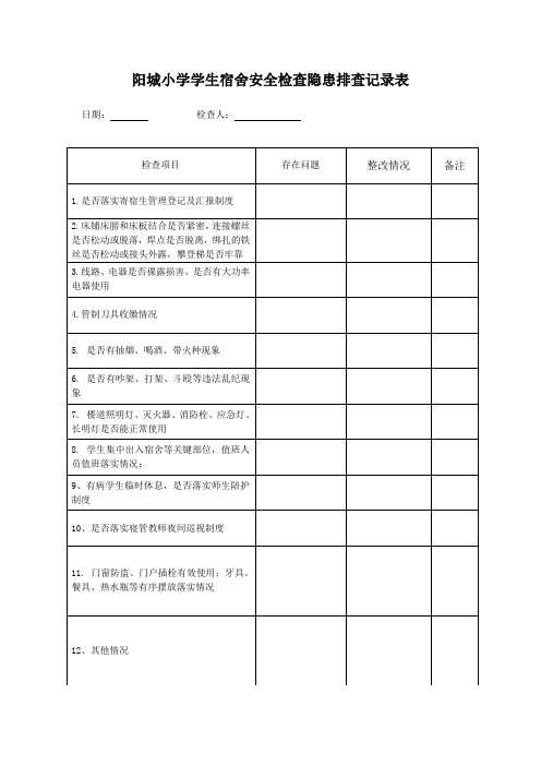 学校安全检查隐患排查记录表