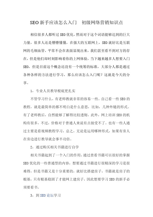 SEO新手应该怎么入门  初级网络营销知识点