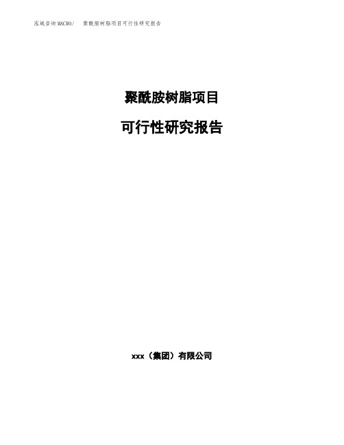 聚酰胺树脂项目可行性研究报告