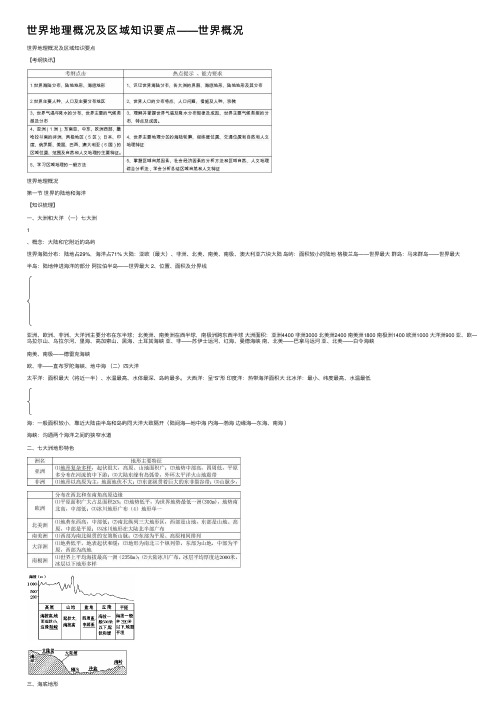 世界地理概况及区域知识要点——世界概况