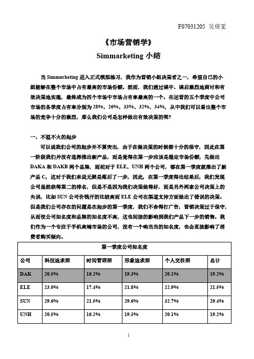 【免费下载】市场营销学simarketing小结优秀作业1