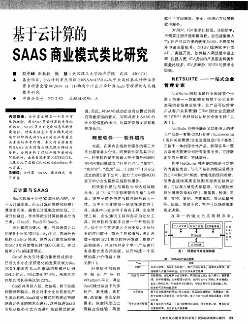 基于云计算的SAAS商业模式类比研究