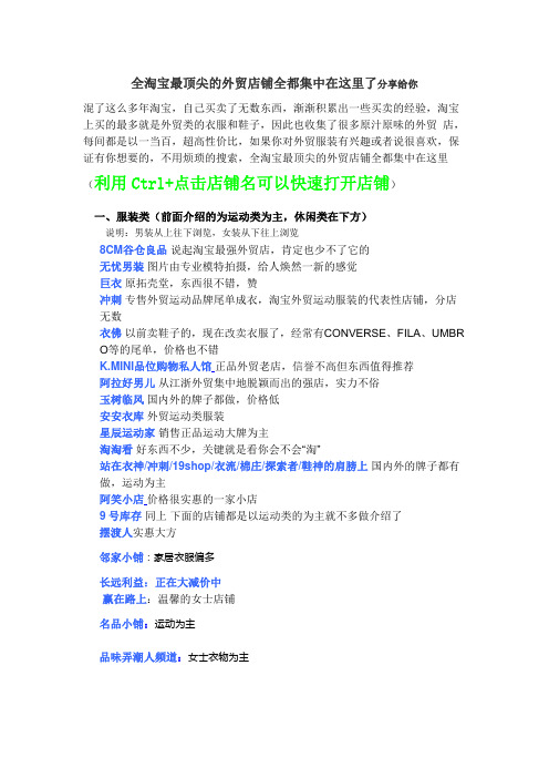 淘宝外贸店铺介绍