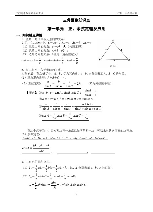 三角函数高考必备实用知识点