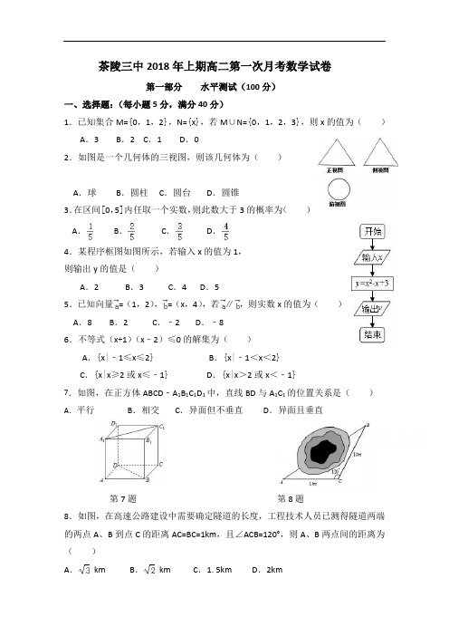 湖南省茶陵县第三中学2017-2018学年高二下学期第一次