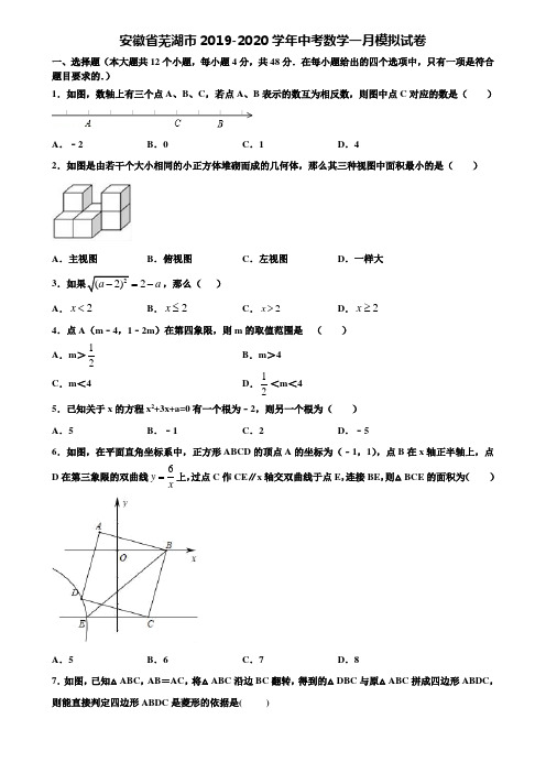 安徽省芜湖市2019-2020学年中考数学一月模拟试卷含解析