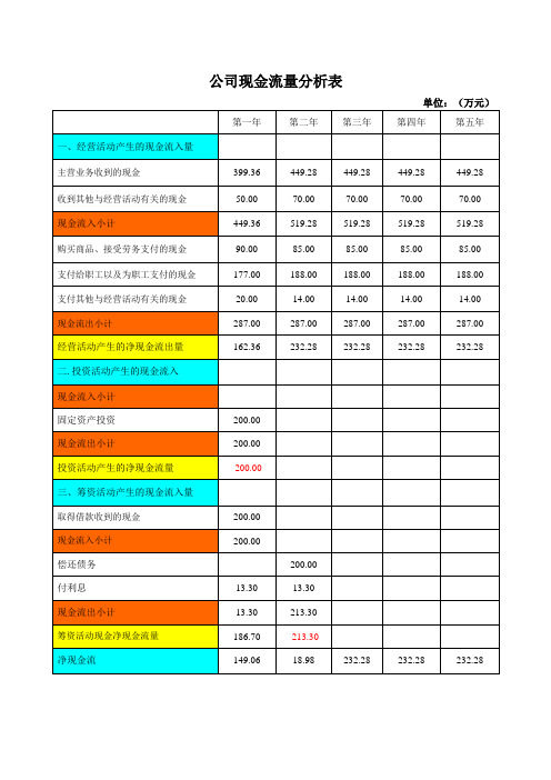 公司现金流量分析表(标准版)