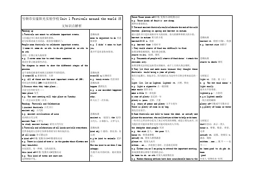 高中英语Unit 1 Festivals around 