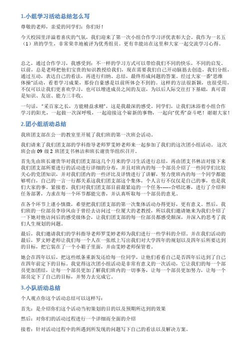 小组活动总结表