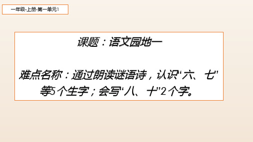 人教部编版一年级上册语文《语文园地一3》PPT教学课件