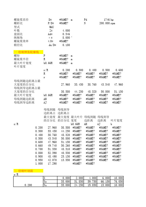 螺旋桨设计计算表格