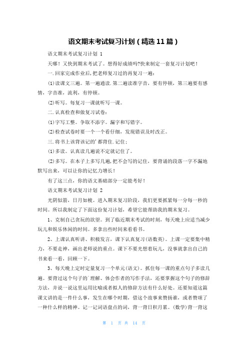 语文期末考试复习计划(精选11篇)