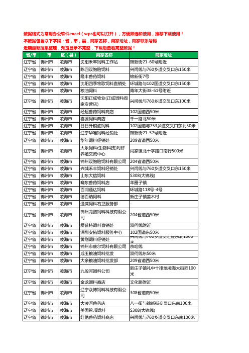 2020新版辽宁省锦州市凌海市饲料工商企业公司商家名录名单黄页联系电话号码地址大全36家