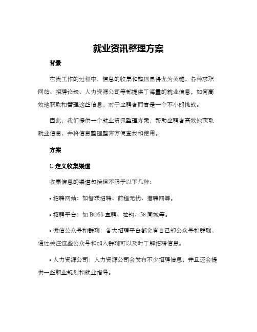 就业资讯整理方案