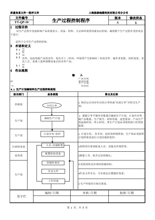 YT-QP-10生产过程控制程序