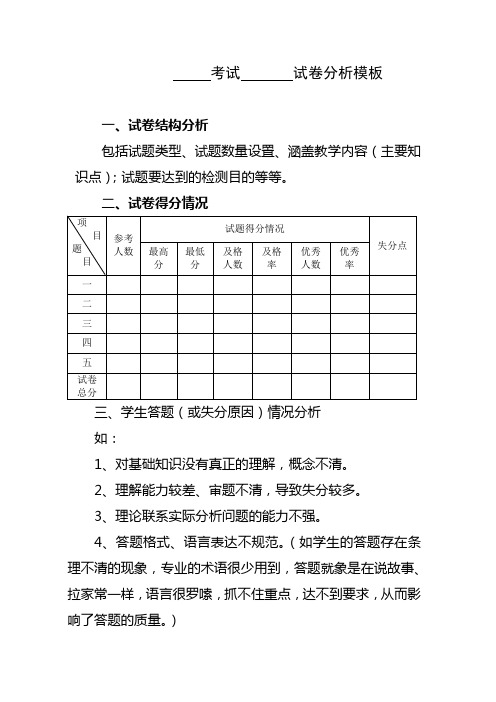 试卷分析模板