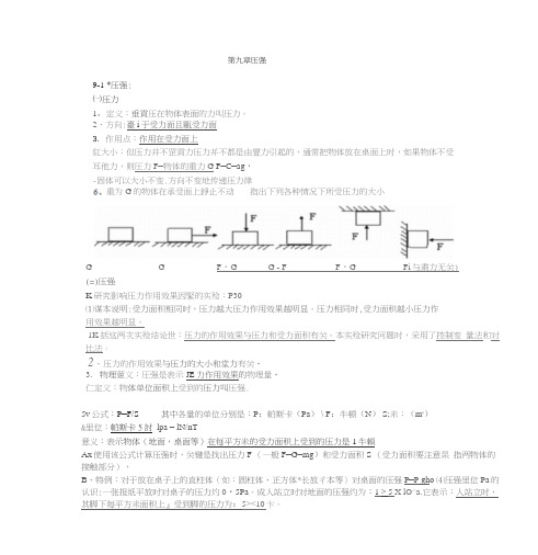 初二下物理压强知识点归纳和经典题型