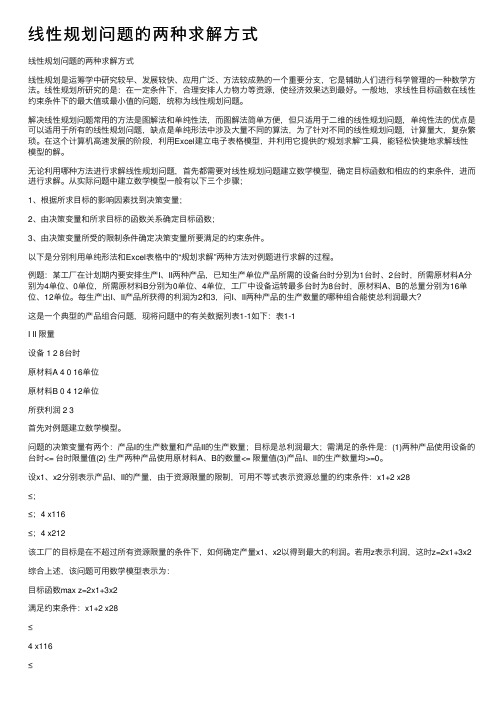 线性规划问题的两种求解方式