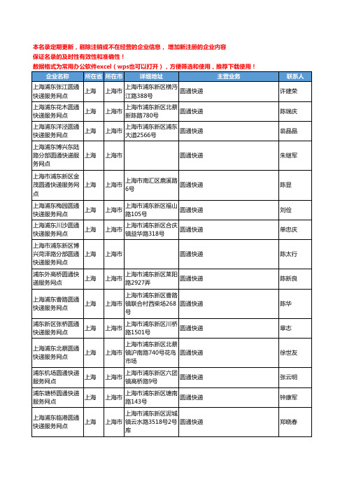 2020新版上海市圆通快递工商企业公司名录名单黄页联系方式大全159家