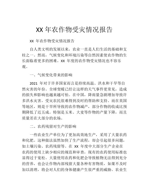 XX年农作物受灾情况报告