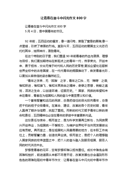 让青春在奋斗中闪光作文800字