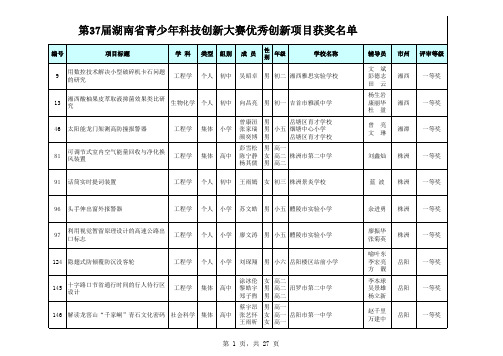 湖南省37届青少年科技创新获奖名单