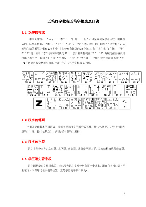 五笔打字教程五笔字根表及口诀