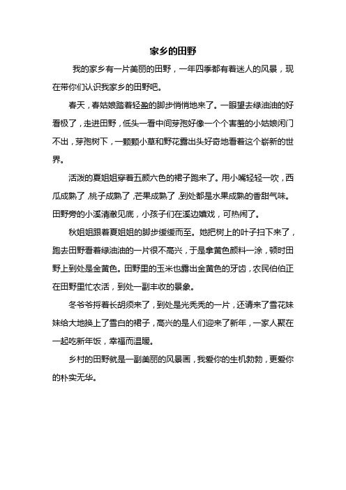 四年级作文:家乡的田野作文400字_1