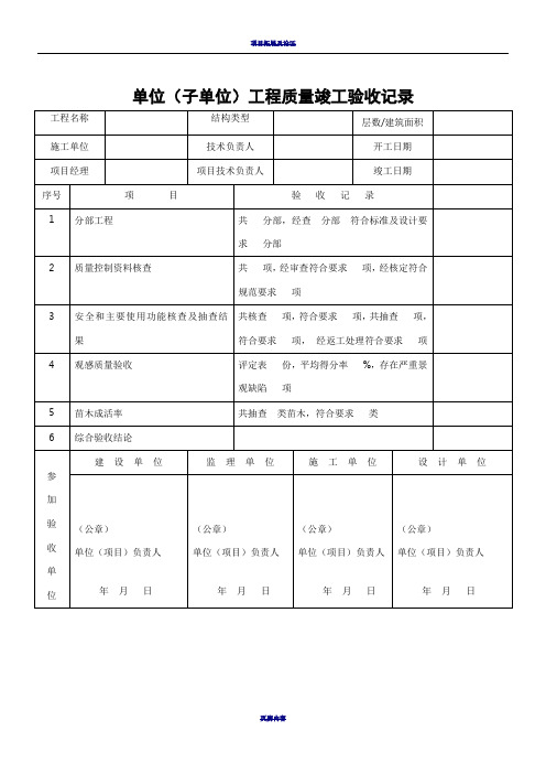 工程验收表格