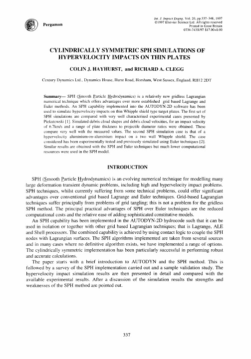 Cylindrically symmetric SPH simulations of hypervelocity impacts on thin plates