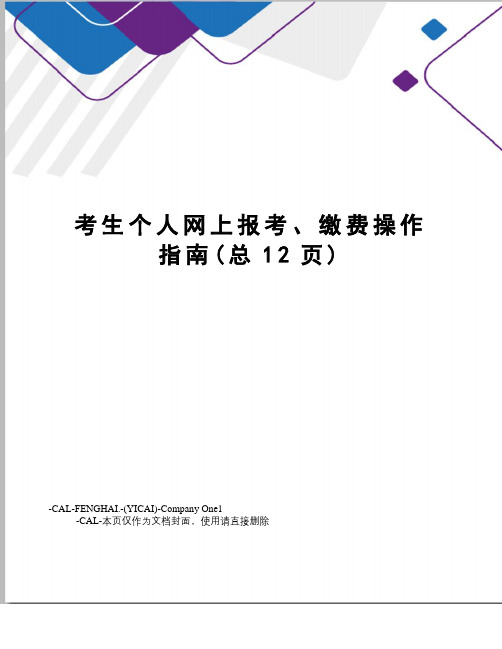 考生个人网上报考、缴费操作指南