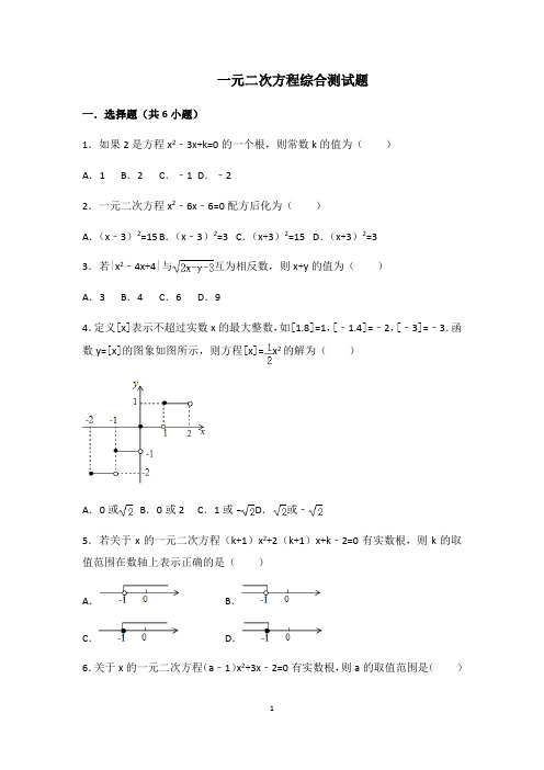 人教版九年级数学上第二十一章一元二次方程综合测试题含答案