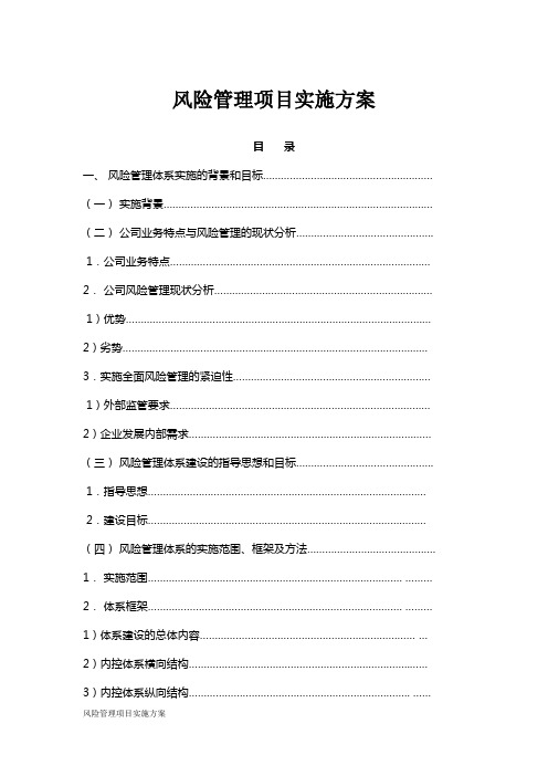 风险管理项目实施方案完整详细版