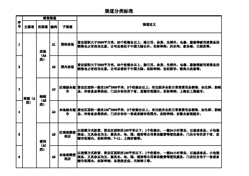 渠道分类标准(2010)