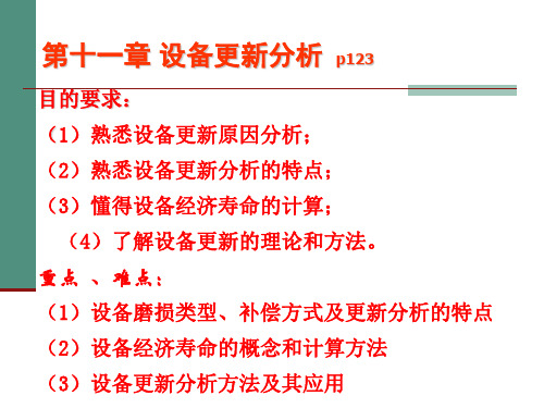 工程经济学 第十一章   设备更新分析