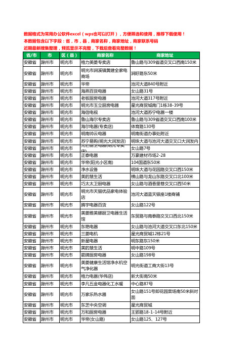 2020新版安徽省滁州市明光市家用电器工商企业公司商家名录名单联系电话号码地址大全156家