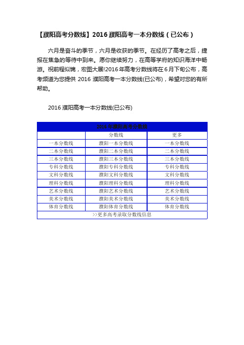 【濮阳高考分数线】2016濮阳高考一本分数线（已公布）