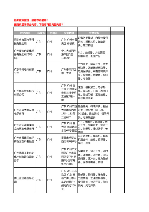 新版广东省广州按钮开关工商企业公司商家名录名单联系方式大全202家