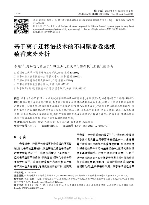 基于离子迁移谱技术的不同赋香卷烟纸致香成分分析