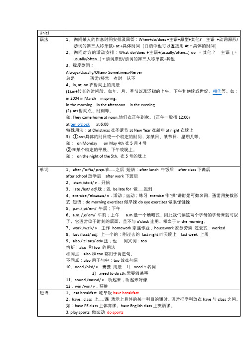 PEP五年级下册英语知识点整理