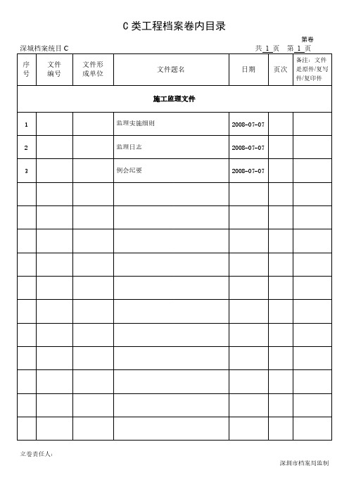 【免费下载】深圳工程档案卷内C目录