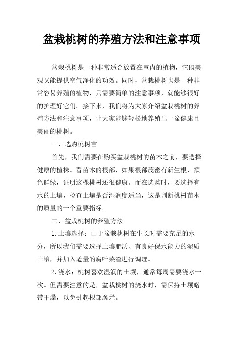 盆栽桃树的养殖方法和注意事项