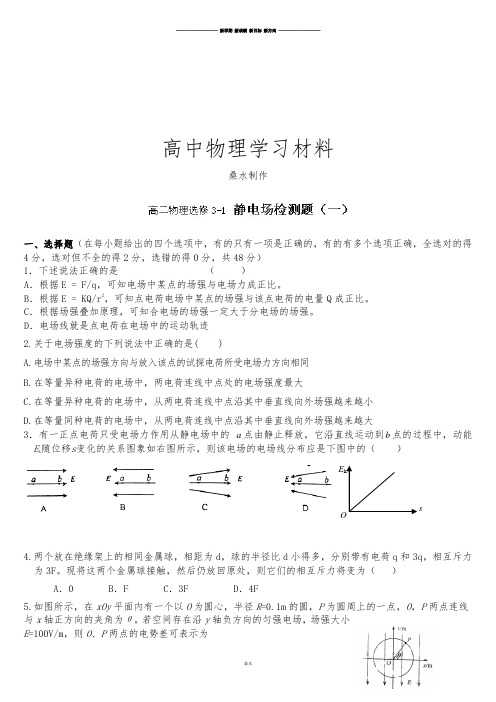 人教版高中物理选修3-1第1章《静电场》单元测试题4.docx